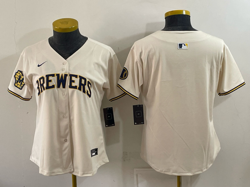 Women 2026 Milwaukee Brewers blank cream Game Nike MLB Jersey 0931007->->Women Jersey